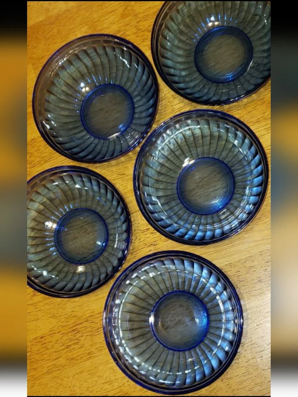 Set Of Five (5) Vintage Hazel Atlas Cobalt Blue Cereal Bowls